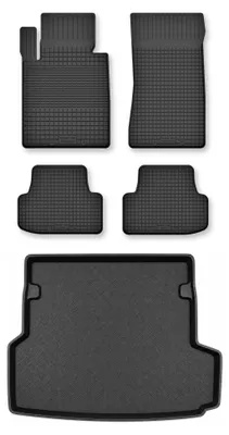Image de Tapis en caoutchouc + bac de coffre pour BMW Seria 3 F31 2012-2019 (break) – 5 pièces, noirs, semi-universel, adapté