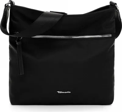A black Tamaris handbag is shown against a white background.