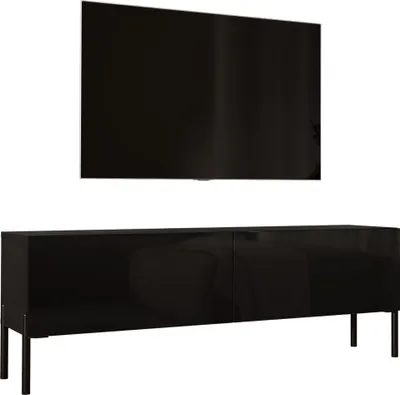 Obrázek produktu pro TV skříňka : matná černá s černými nohami, 140 x 52 x 32 cm