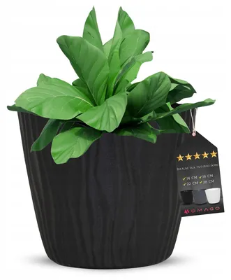 Obrázek produktu pro OMAGO květináč s žebrováním, barva antracit, rozměr 28 cm, včetně vnitřní vložky