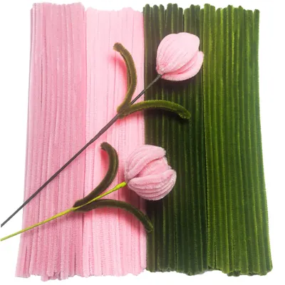 Pfeifenreiniger 200 Stück, 300x6 mm, grün/rosa, Basteldraht