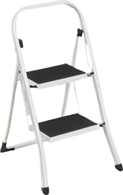 Produktbild von Klappbare Trittleiter, 2 Stufen, stabiles Metall, 46,5 x 90 x 4 cm