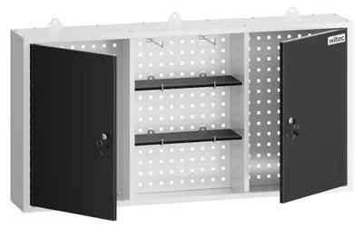 Produktbild von Wiltec Werkzeugschrank aus Stahl grau 60x120x19cm Werkstattschrank für Werkzeug und Geräte, abschließbar mit Lochwand Hängeschrank Werkstatteinrichtung