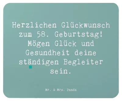 Produktbild von Mr. & Mrs. Panda Mousepad Spruch 58. Geburtstag - Meeresbrise - Geschenk, besondere Geschenke, Glückwunsch, Happy Birthday, Geburtstagsfreude, pc mauspad, Mouse Pad