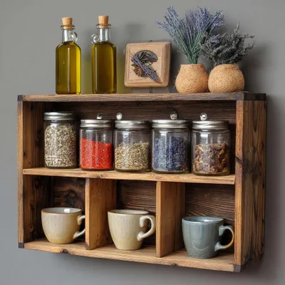 Obrázok produktu pre Skye Decor, elegantná nástenná polička z 100% masívneho dreva, 50x30x14 cm, hnedá