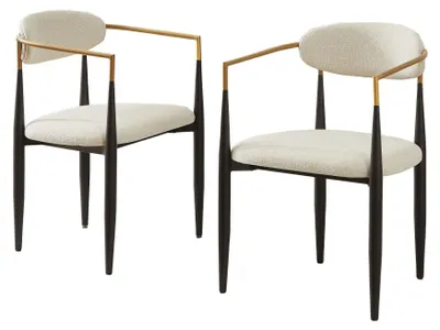 Image de Lot de 2 chaises de salle à manger rétro tissu beige