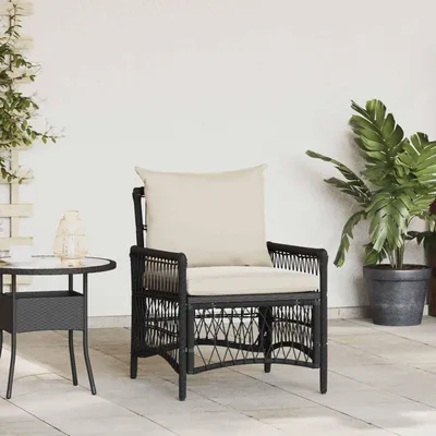 Produktbild von vidaXL Gartenstuhl mit Kissen Schwarz 73 x 61 x 77 cm Poly-Rattan
