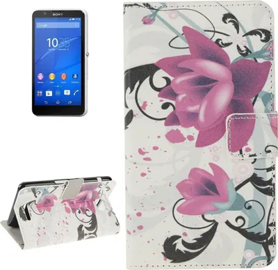 Produktbild von Handyhülle Tasche für Handy Sony Xperia E4 Blume Lila / Violett