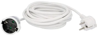 Obrázok produktu pre Predlžovací kábel s plochou zástrčkou (Schuko) - 5 metrov - biely