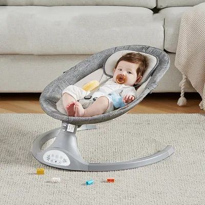 Obrázok produktu pre Kimbosmart Elektrické detské odrážadlo 2 v 1 Detská hojdačka Detská kolíska 5 rýchlostí Bluetooth Grey