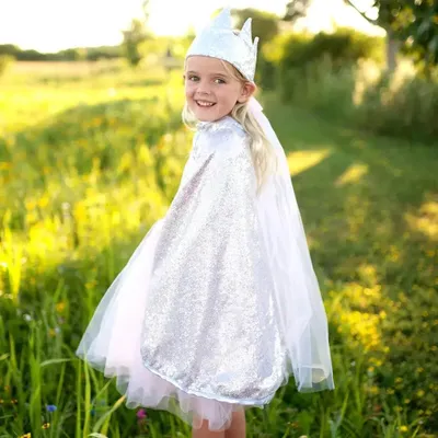 Produktbild von Pailletten Cape Kinder silber mit Hologramm-Pailletten Größe 92/104
