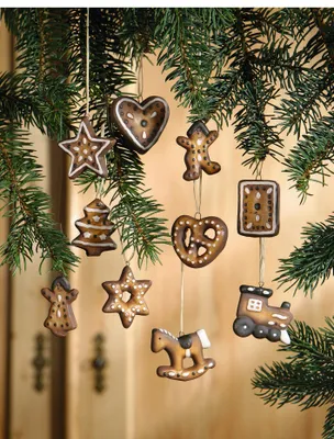 Produktbild von Deko Hänger Weihnachten Lebkuchen Deko aus Terracotta 10er Set
