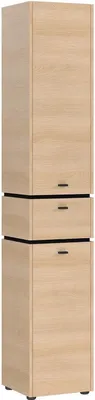 Produktbild von Hochschrank - B 34 cm - 2 Türen - 1 Schublade - Lindberg-Eiche Nachbildung - Schwarz