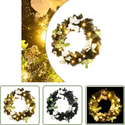 Produktbild von The Living Store Weihnachtskranz mit LED Schwarz 60 cm PVC
