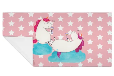 Produktbild von Mr. & Mrs. Panda Handtuch Einhorn Sekt - Rot Pastell - Geschenk, Händehandtuch, baumwolle, Unicorn, Flauschtuch, 100x50, Spaß, gesichtshandtuch, Korken, Freundin