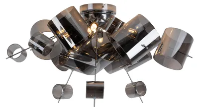 Produktbild von Deckenleuchten - Deckenleuchte "SIRIUS" Ø: 59cm, Deckenlampe im Design Style, aus Metall und Glas in chrome, 37 cm hoch, Ø 59 cm, G9-Fassung