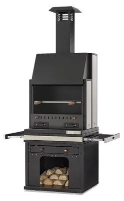 Produktbild von Schwarzer Edelstahl Grillkamin modern für Garten und Terrasse