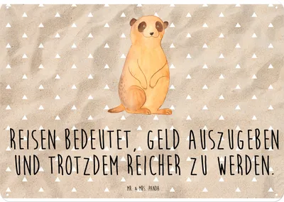 Produktbild von Mr. & Mrs. Panda tafel Erdmännchen DIN A4 - Sandig - Geschenk, wandtafel, Blechschild, Schild, Wandbild, Reisen, Roadtrip, Afrika, Wandschild, Traveling, Spruch