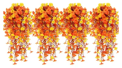 Produktbild von 1/2/3/4 Stück künstliche Herbst-Hängewinden, UV-beständig, realistische Kunstblumen, Dekoration für Hochzeiten, Partys, drinnen und draußen, Garten, Wandbehang, Kunstblumendekoration B