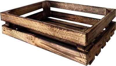 A wooden crate is shown against a white background.