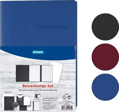 Produktbild von Stylex 41181 Bewerbungs-Set aus 1 Mappe + 1 Versandtasche - farbig sortiert