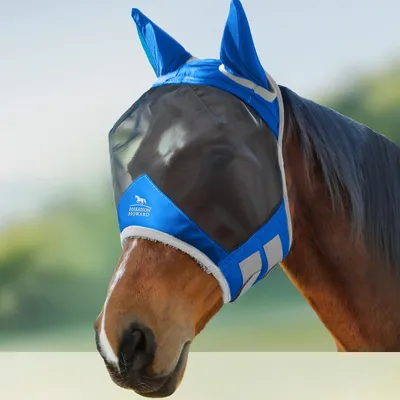 Imagen del producto de Máscara para mosquitos para caballos, tamaño estándar, con protección UV, transpirable, ideal para el verano