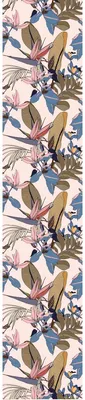 Produktbild von Vorgekleisterte Vliestapete – TROPISCHE ROSE, BANANENBLÄTTER UND PARADIESBLÜTEN – 1 Rolle à 300 x 60 cm
