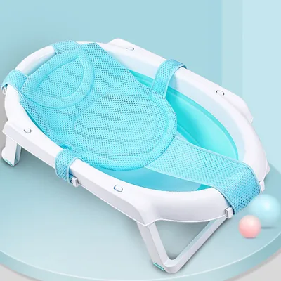 Produktbild von Baby Badewanneneinsatz Sitz, verstellbar bequeme Badewannen Anti-Rutsch Sitzfläche für Infant 0–3 Jahren , Blau