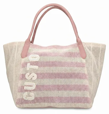 Immagine prodotto di Borsa a mano da donna Seraphina, in vera pelle, texture a rete, color avorio