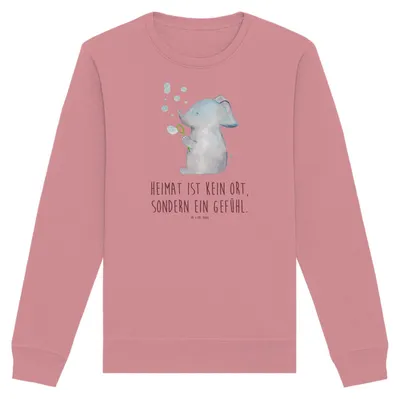 Produktbild von Mr. & Mrs. Panda Bio Baumwoll Pullover Elefant Seifenblasen Größe XS - Canyon Pink - Geschenk, Sweatshirt, Liebesspruch, Lustige Sprüche, Heimat, Elefanten, Sweater