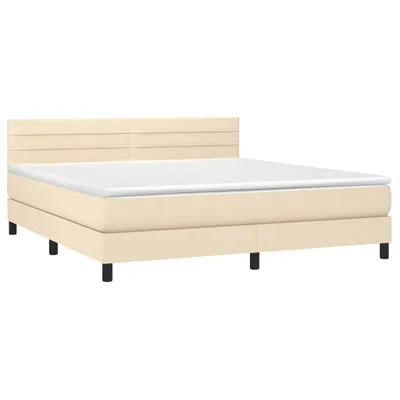 Produktbild von vidaXL Boxspringbett mit Matratze Creme 180x200 cm Stoff