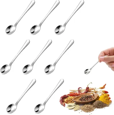 Produktbild von Edelstahl Esslöffel Set, 8 Stück kleine Löffel mit modernem und elegantem Design für Zuhause, Party und Restaurant