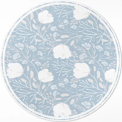 Produktbild von Schöne Blumen auf einem pastellfarbenen Hintergrund – Vinyl Fußmatte – Ø 130cm – Rutschfest – Pflegeleicht & Langlebig