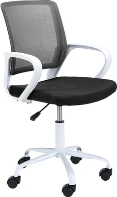 Produktbild von Kinderdrehstuhl – Drehstuhl – Mesh Bürostuhl – Schreibtischstuhl – Weiß / Schwarz – 53 cm – Ergonomischer Drehstuhl für Kinder und Jugendliche
