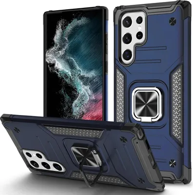 Produktbild von Hülle für Samsung S22 Ultra Blue Armor Magnetringhalter