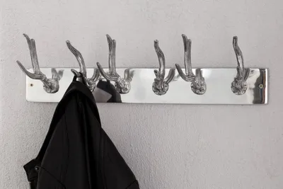 Immagine prodotto di Appendiabiti da parete design Casa Padrino con 6 ganci - Argento - 50 x 15 x 8 cm