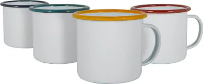 Produktbild von Argon Ta Weiße Emaille-Espressotassen - Stahl Outdoor-Camping-Tee-Kaffeetasse - 130ml - 4 Farben
