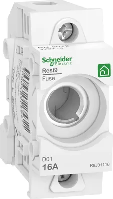 Produktbild von Schneider Electric Neozed Sicherungssockel D01, 1P, 16A, 400V, DIN-Schiene R9J01116
