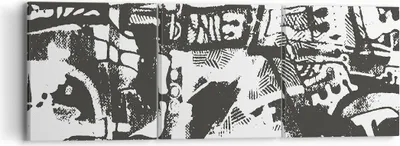 Produktbild von Bild auf Leinwand - Leinwandbild - 3 Teile - Schwarzweiß Figuren Abstraktion - 90x30cm - Wand Bild - Wanddeko - Wandbilder - Leinwanddruck - Bilder - Wanddekoration - Leinwand bilder - CA90x30-5125