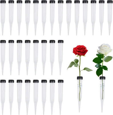 Imagen del producto de Tubos transparentes para flores, 30 unidades, de 11 cm de largo, ideales para arreglos florales