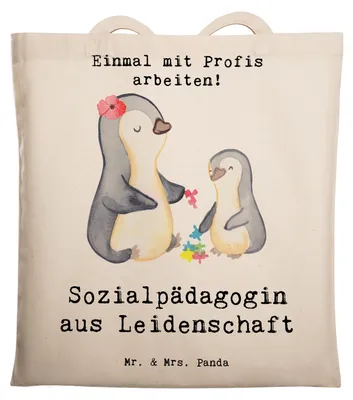Produktbild von Mr. & Mrs. Panda Jutebeutel Sozialpädagogin Leidenschaft - Transparent - Geschenk, Shopping Tasche, Baumwolltasche, Laptoptasche, canvas