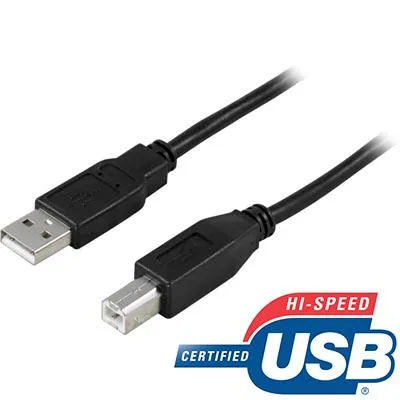 Zdjęcie produktu dla Deltaco USB-218S, 2 m, USB A, USB B, USB 2.0, Męska/Męska, Czarny