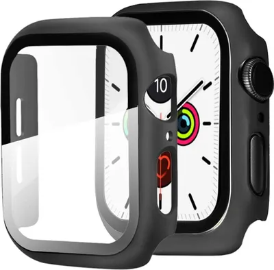 Produktbild von Kompatibel mit Apple Watch Series 6/SE/5/4 40mm PC Schutzhülle PC mit Displayschutz Panzerglas, Ultra Dünn Vollschutz Kratzfest Hülle für Apple Watch 40mm - Schwarz
