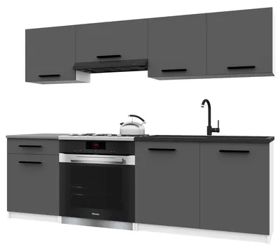 Immagine prodotto di Belini - Angolo cottura moderno ITALIA 1 - Mobili da cucina 180 cm grigio opaco - Cucina componibile con pensili, mobili base e piani di lavoro