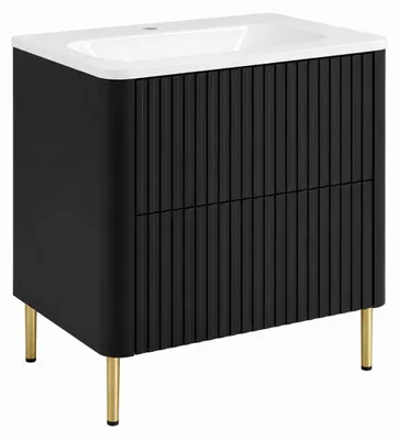 Produktbild von Badezimmerschrank 60, Schwarz, mit Waschbecken, 60,7 x 44,4 x 49,9 cm, KI-generiertes Bild