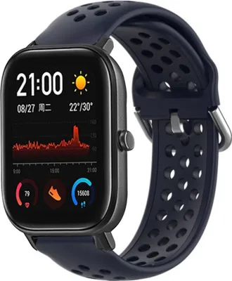 Produktbild von Strap-it Xiaomi Amazfit GTS Silikonarmband mit Löchern (Dunkelblau)