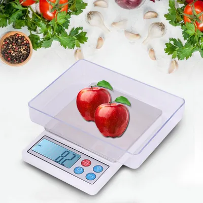 Obrázek produktu pro Vysoce přesný LCD displej Digitální elektronická kuchyňská váha pro vážení potravin a ovoce (3000g/0,1g)