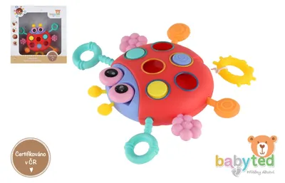 Image de Jouet en plastique "Tahoulíček" en forme de coccinelle, dimensions 15x11 cm, présenté dans une boîte, convient aux enfants à partir de 6 mois