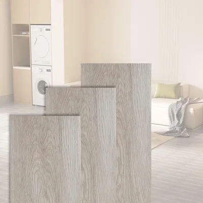 Produktbild von Peviasot 1 m² PVC Vinylboden Bodenbelag Vinyl Laminat Selbstklebend Dielen Planke Rutschfest Wasserfest 7 Stück Vinyl-Dielen Holzmaserung Dielen (Hellgrau)