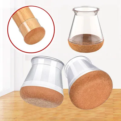 Produktbild von 32 Stück verdickte Stuhlbeinschoner aus Filz und Silikon, kleine transparente Stuhlgleiter, runde Stuhlgleiter für Parkett- und Fliesenböden (14-19 mm)